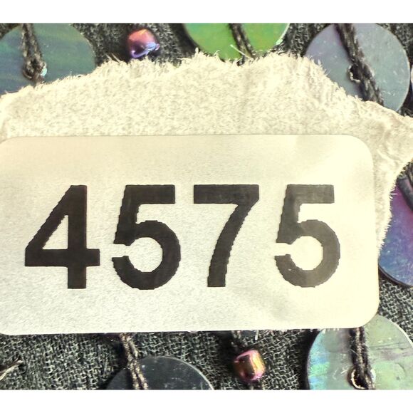 VTG Pete's Black Silk Multicolor Sequin Beaded Short Sleeve Blouse Top Women's M - Picture 10 of 10